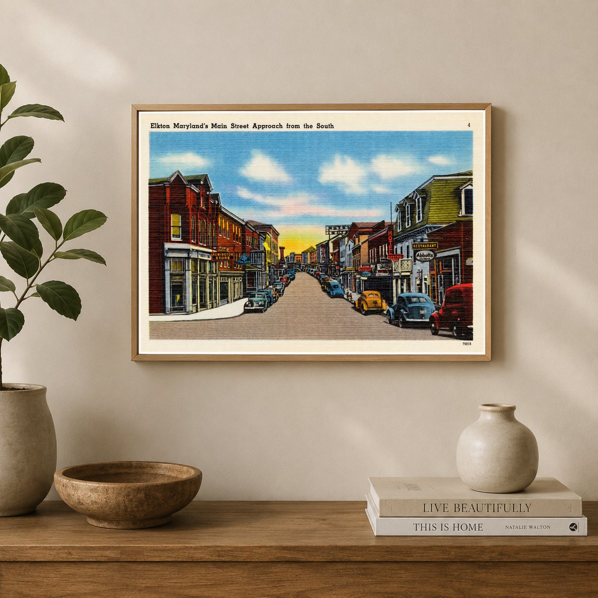 Elkton Maryland's Main Street approach from the South — Vintage Maryland Postcard