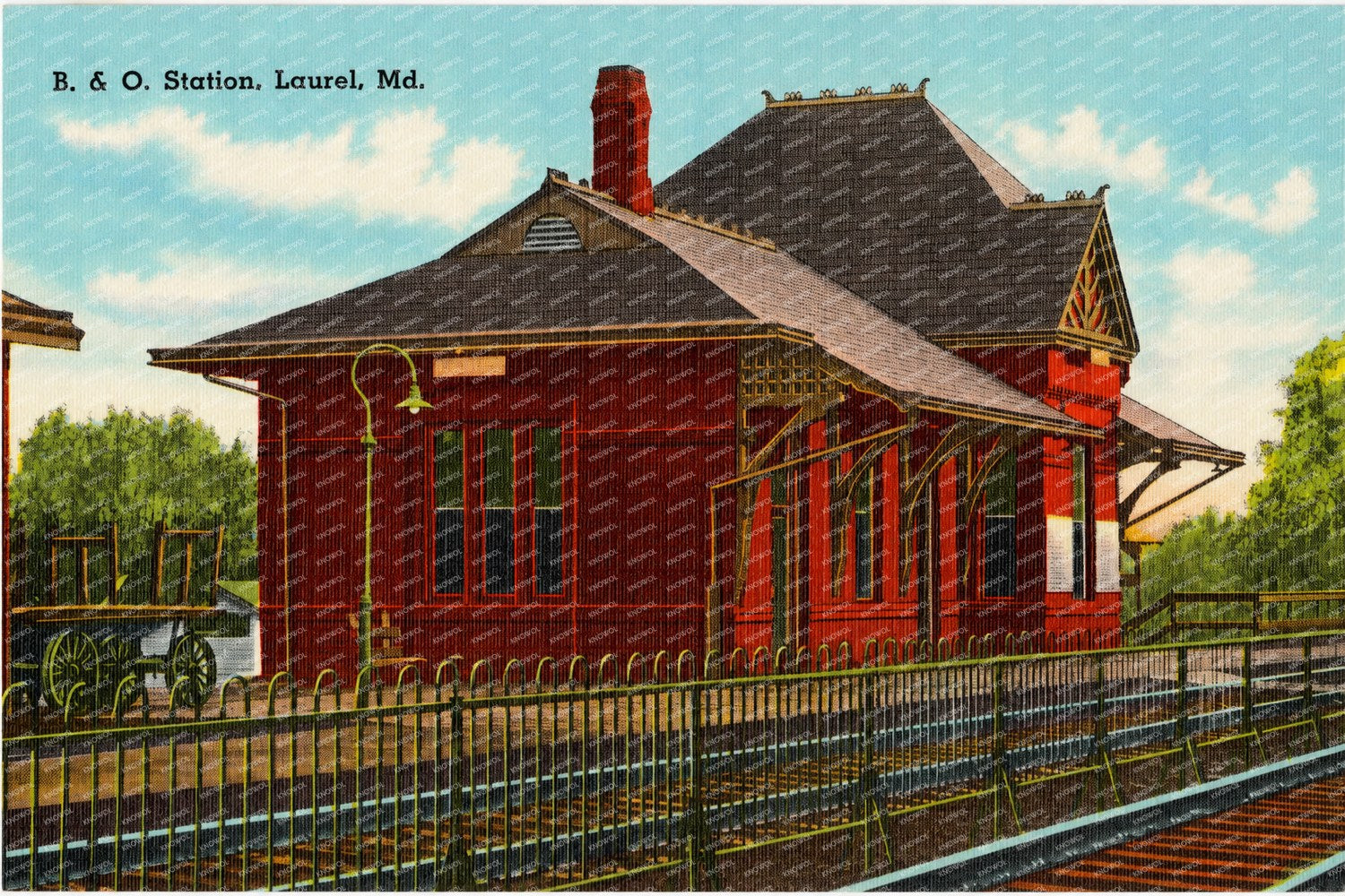 B. & O. Station, Laurel, MD — Vintage Maryland Postcard
