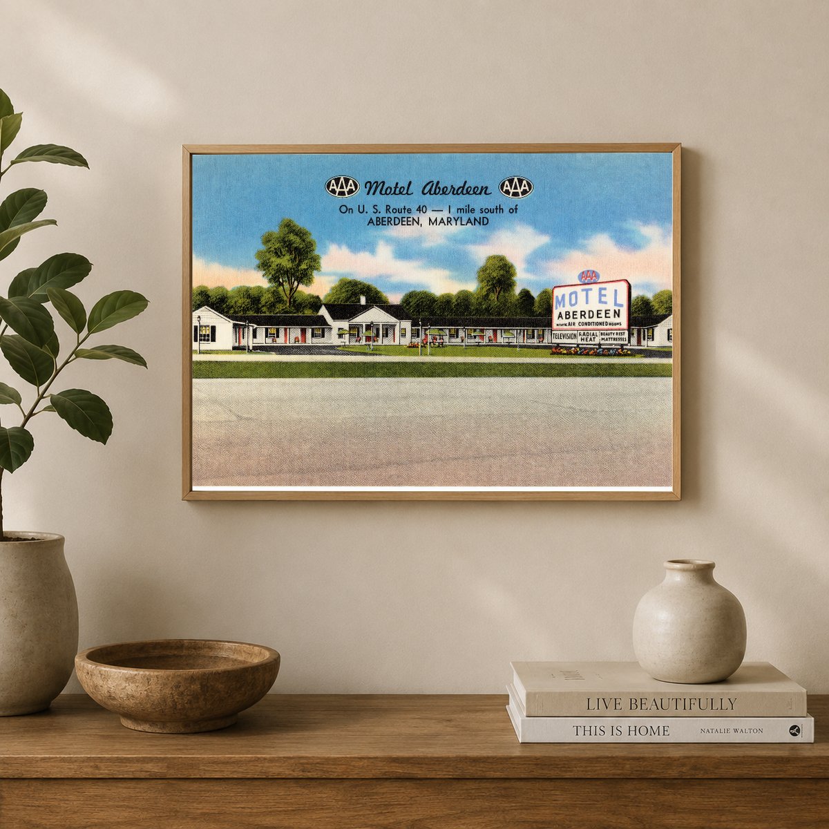 Motel Aberdeen on U. S. Route 40 -- 1 mile south of Aberdeen, Maryland — Vintage Maryland Postcard