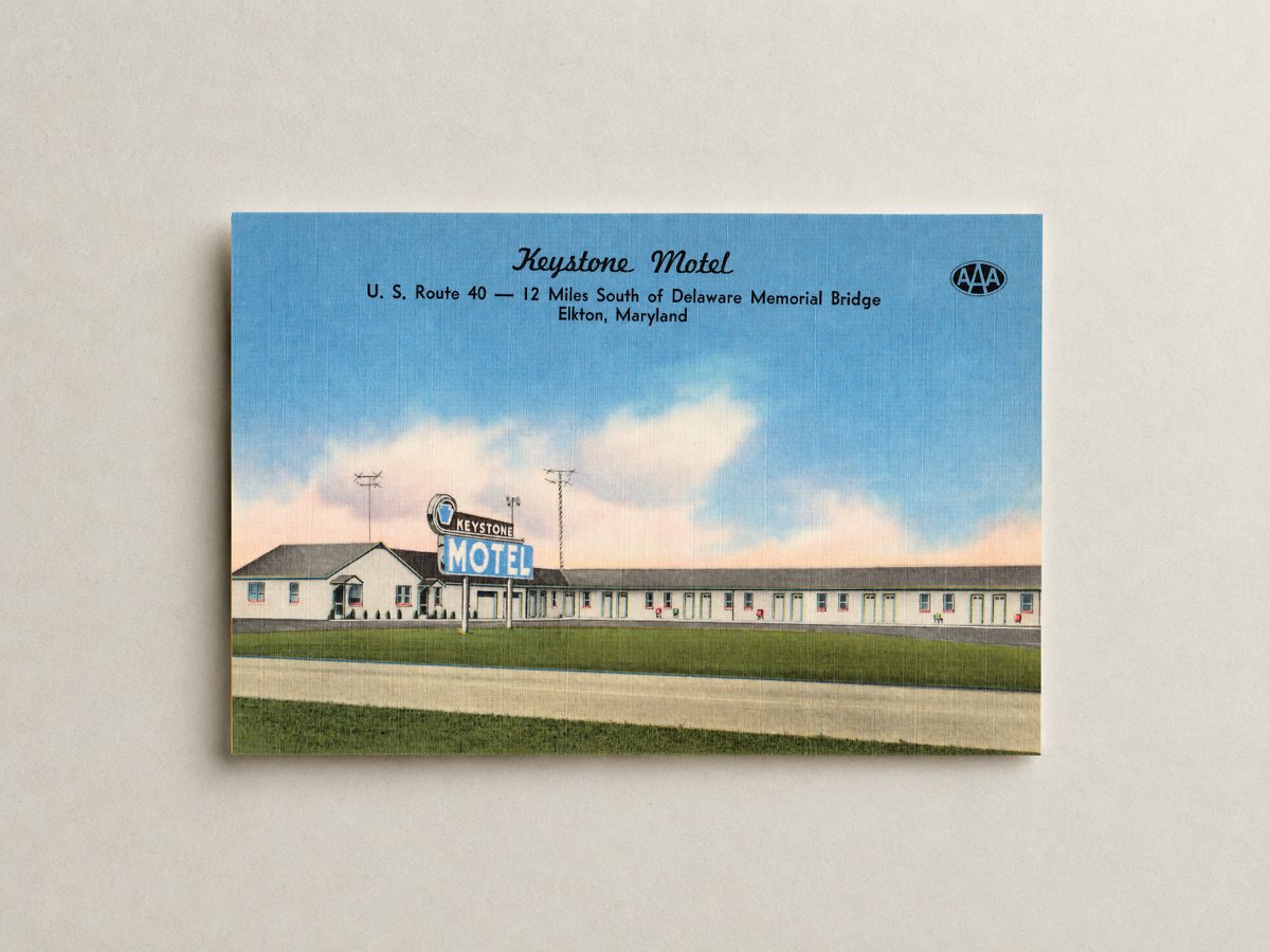Keystone Motel, U. S. Route 40 -- 12 miles south of Delaware Memorial Bridge, Elkton, Maryland — Vintage Maryland Postcard