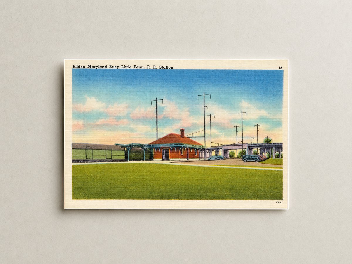 Elkton Maryland busy little Penn. R. R. Station — Vintage Maryland Postcard