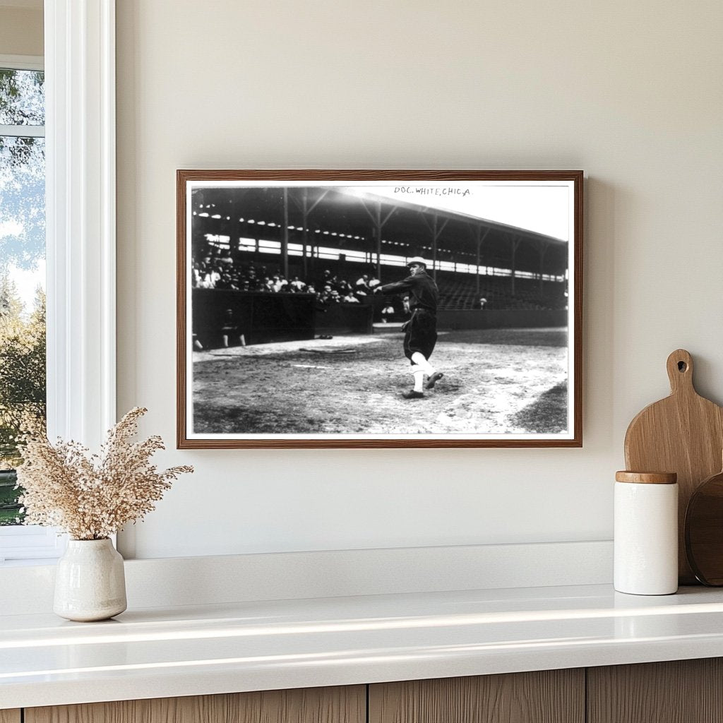 1910 Chicago Pitcher Doc White in Action