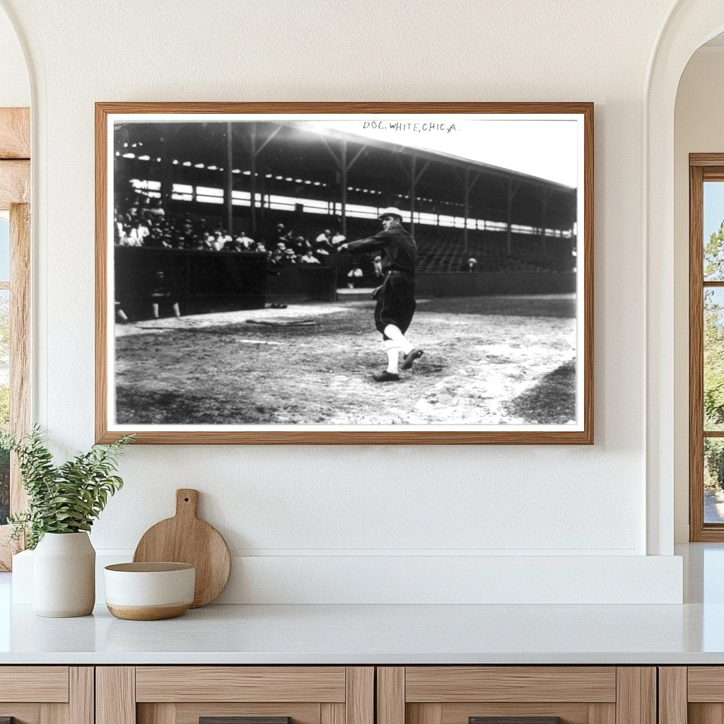 1910 Chicago Pitcher Doc White in Action