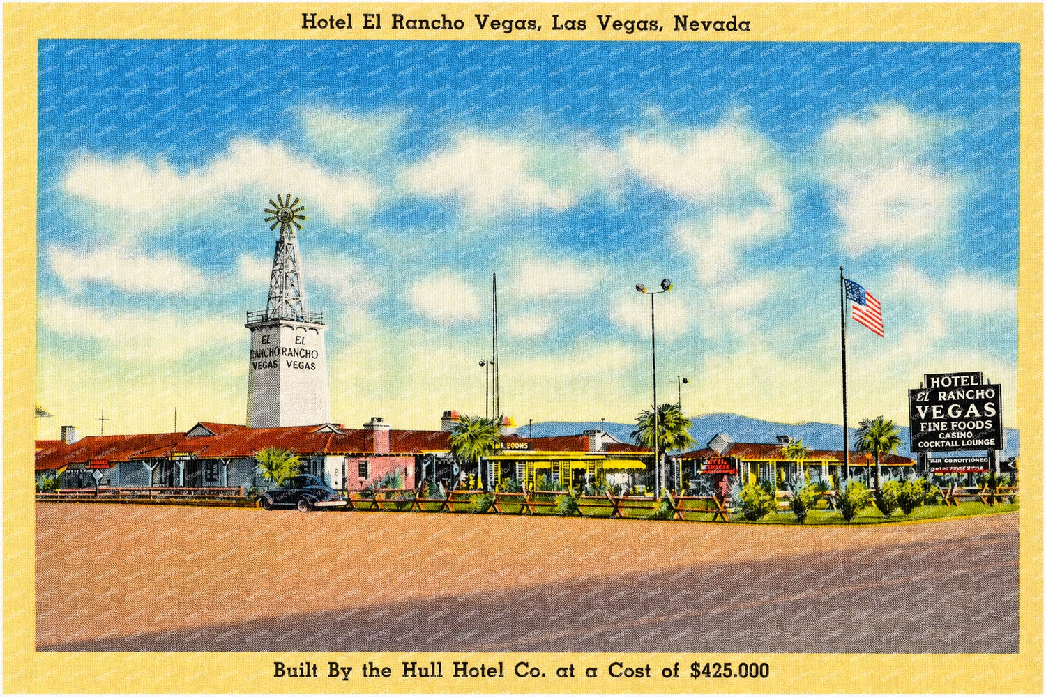 Las Vegas, NV: Hotel El Rancho Vegas, Las Vegas, Nevada. Built by the Hull Hotel Co. at cost of $425,000