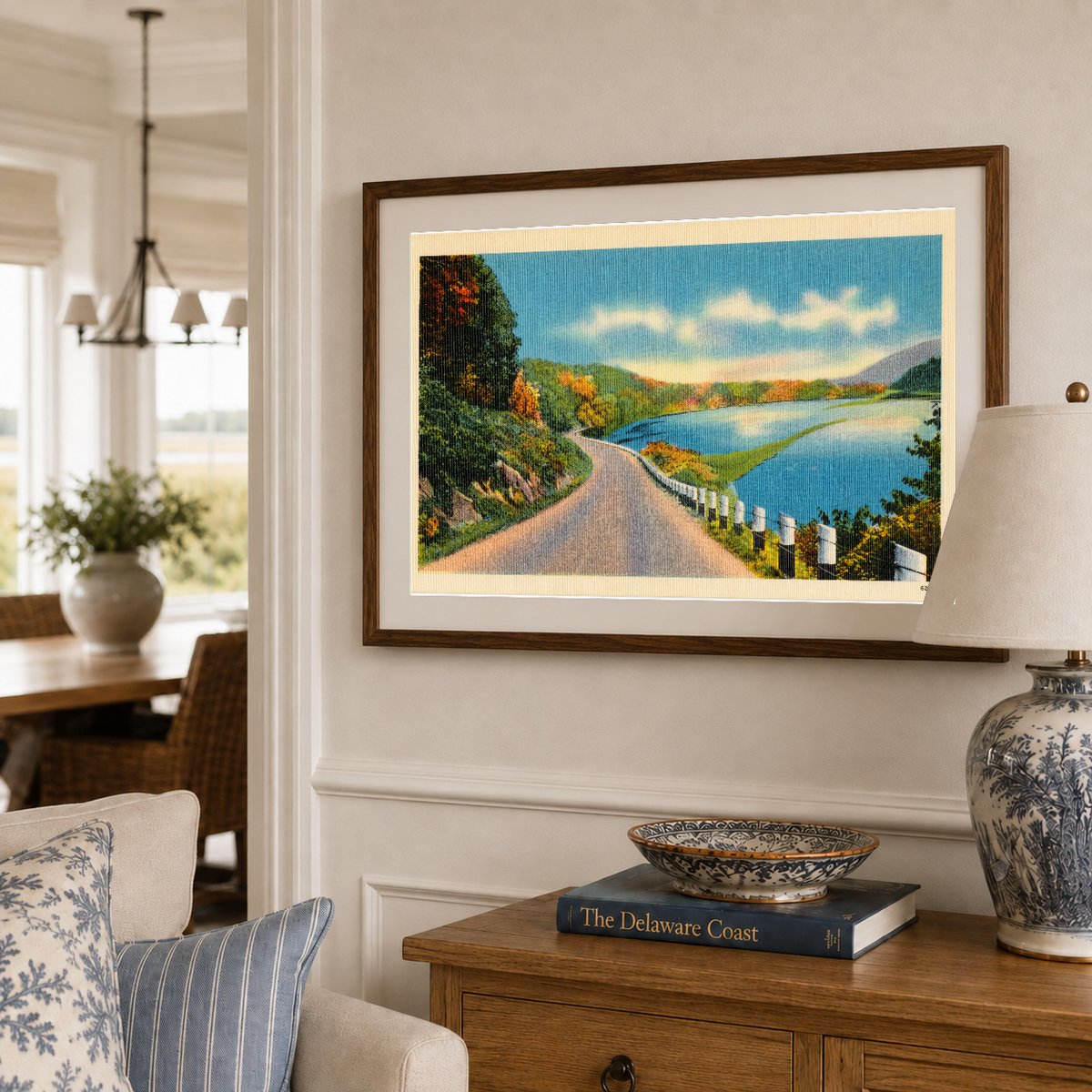 Road overlooking waterway — Vintage Maryland Postcard