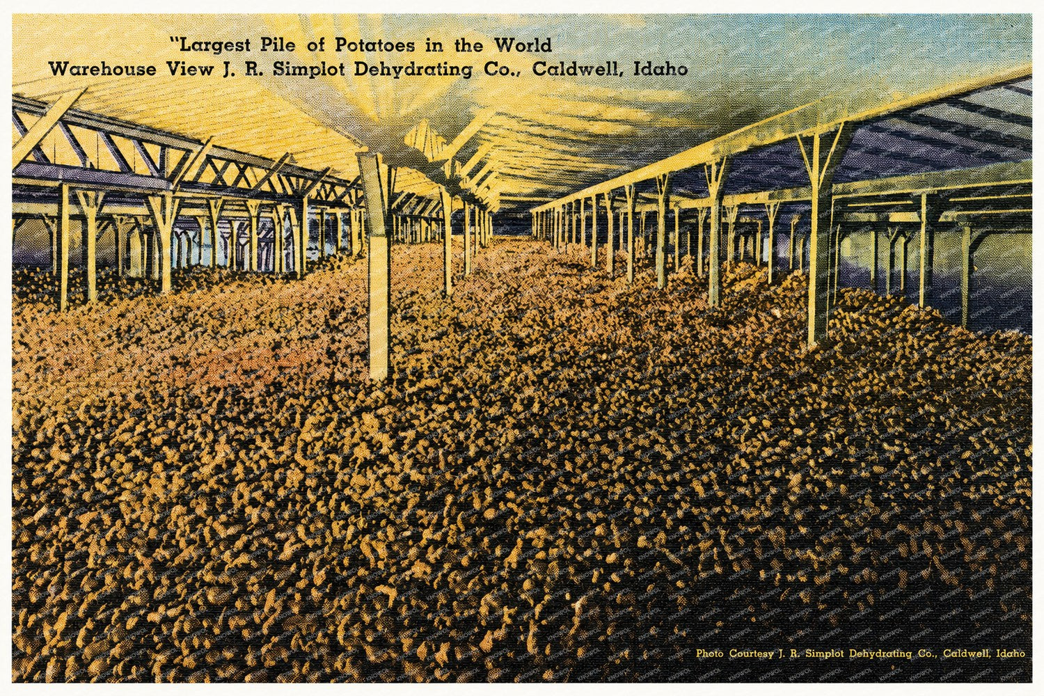 Caldwell, ID: "Largest pile of potatoes in the world," warehouse view J.R. Simplot Dehydrating Co.
