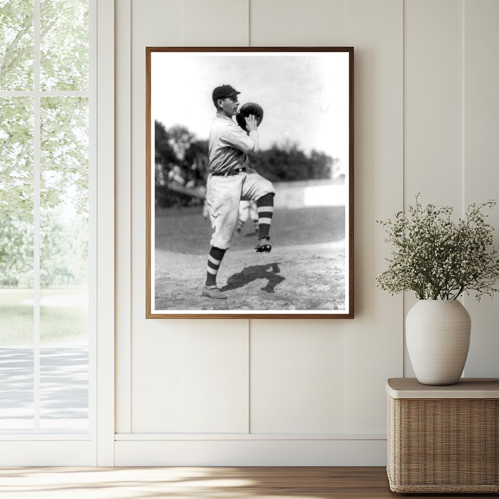 1909 Vintage Portrait of NY Baseball Catcher in Action