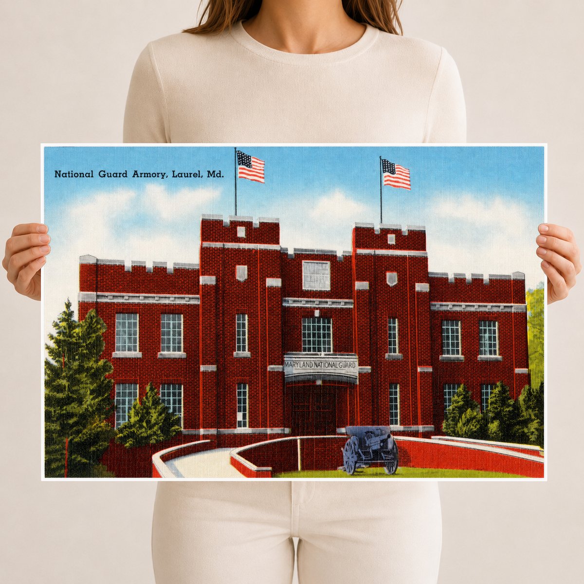 National Guard Armory, Laurel, MD — Vintage Maryland Postcard