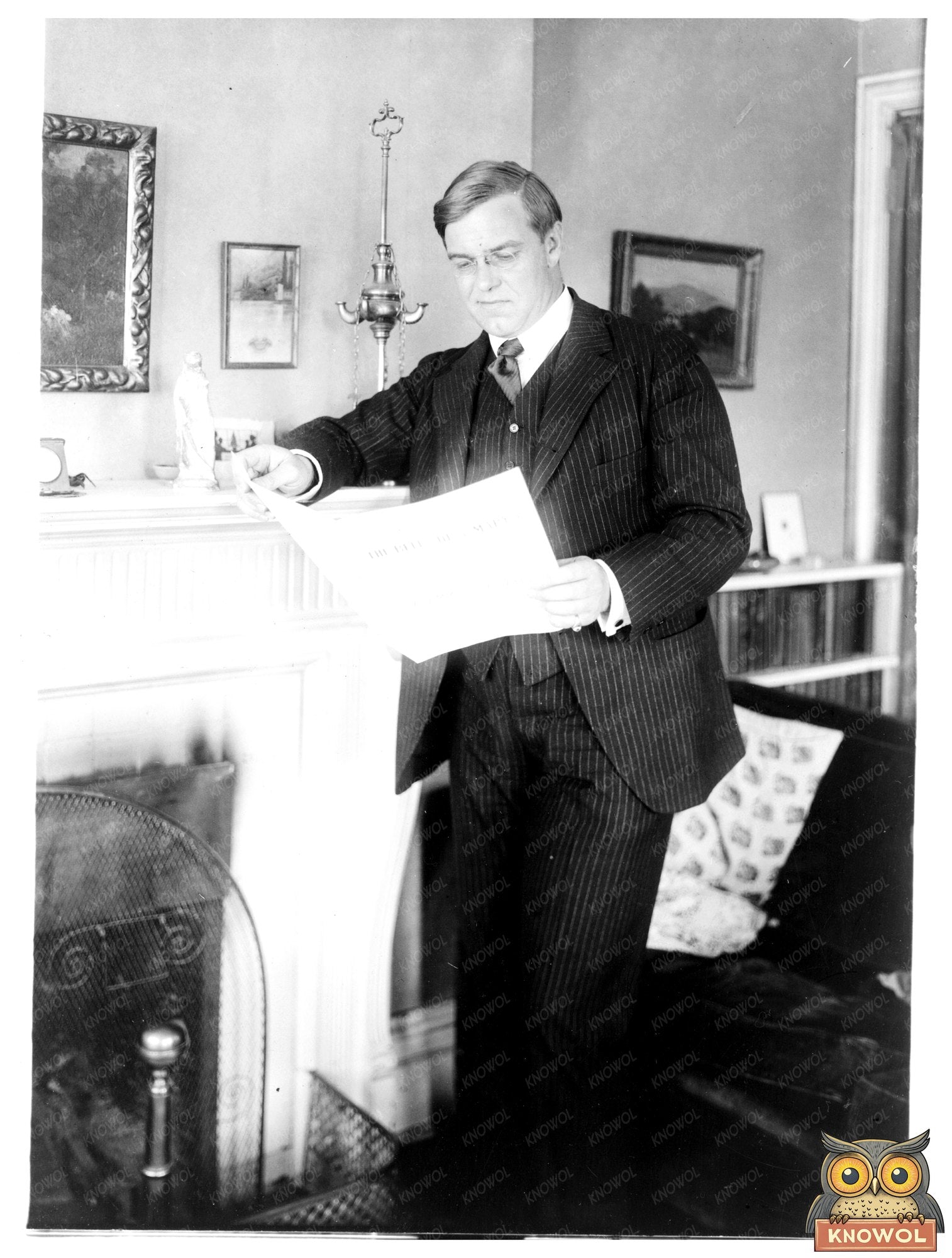 1926 Portrait of a Music Educator by the Fireplace