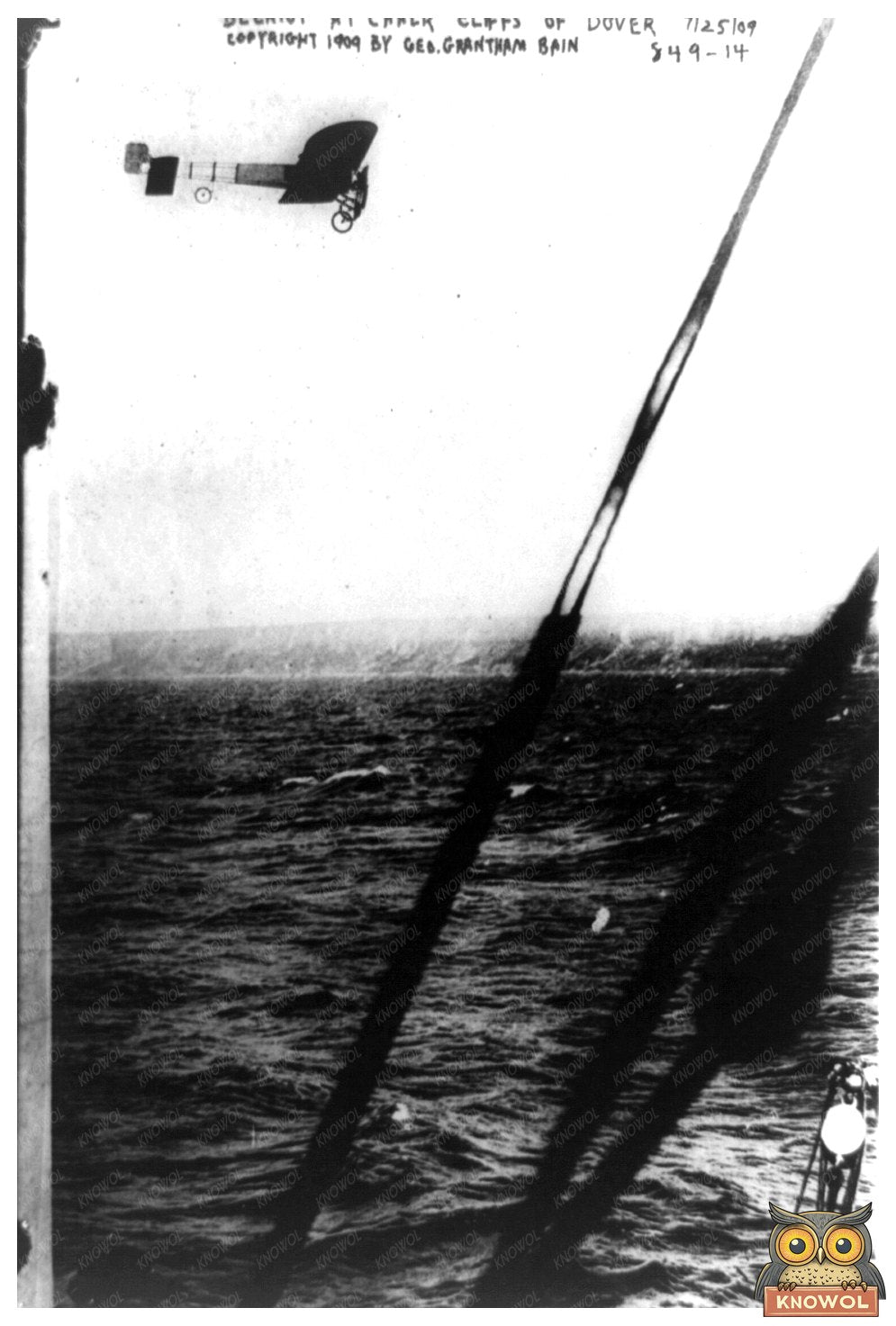 Historic Flight: Blériot Soars Over Dover Cliffs, 1909