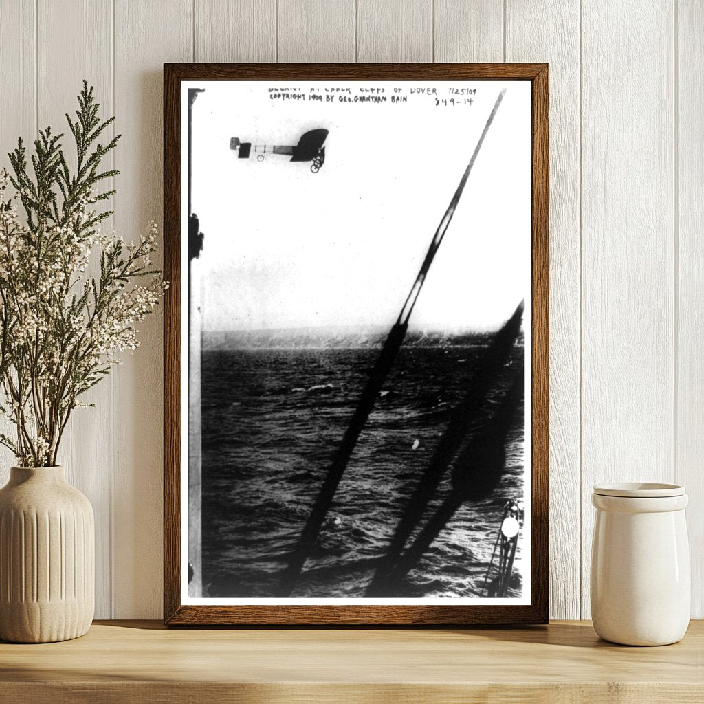 Historic Flight: Blériot Soars Over Dover Cliffs, 1909