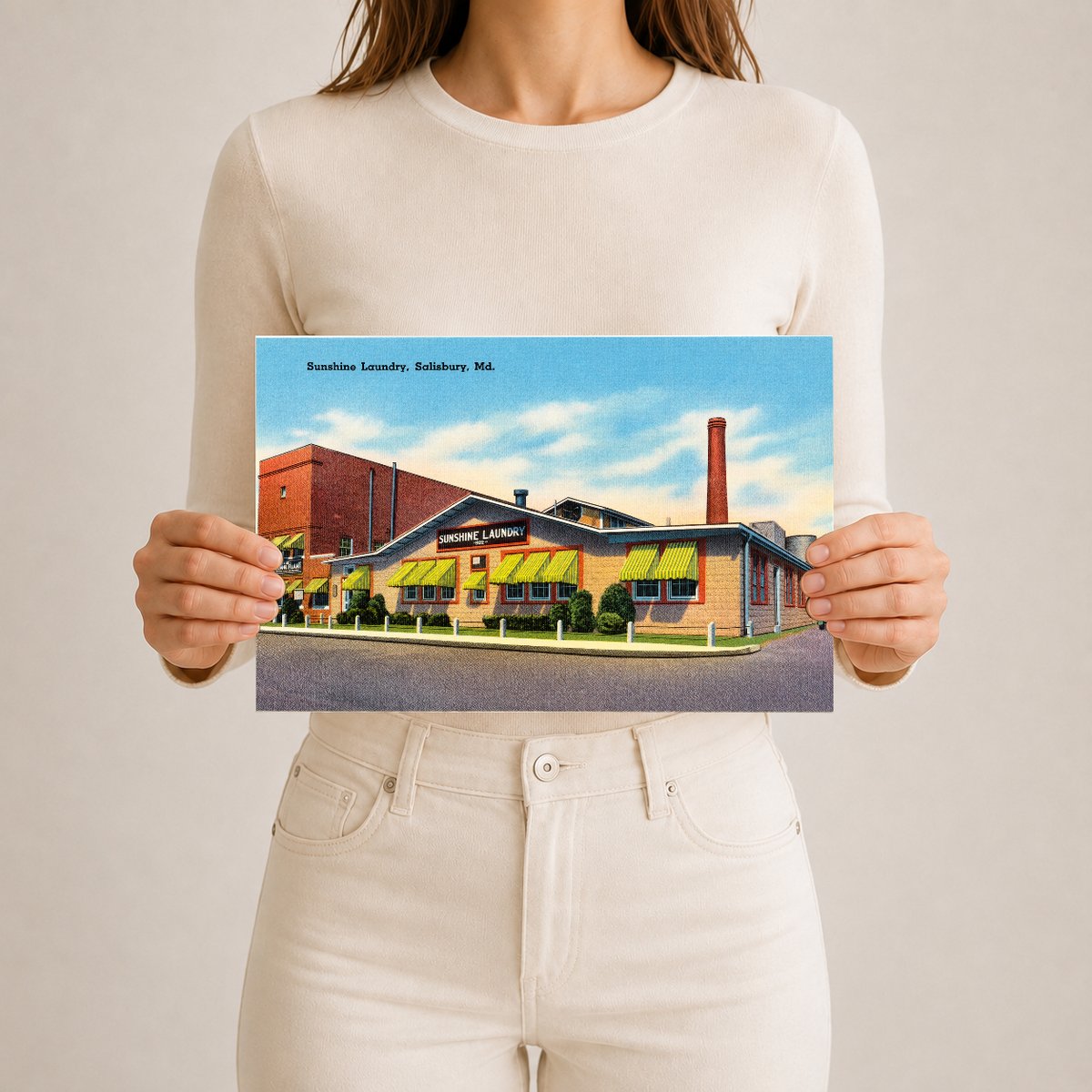 Sunshine Laundry, Salisbury, MD — Vintage Maryland Postcard