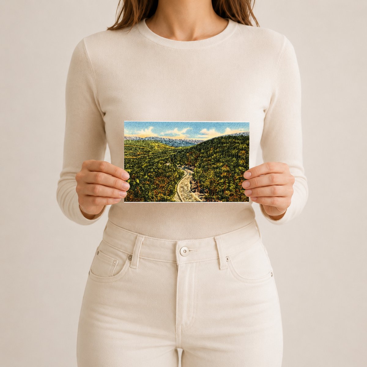 Road winding through mountains — Vintage Maryland Postcard