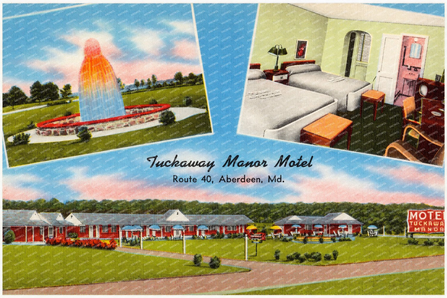 Tuckaway Manor Motel, Route 40, Aberdeen, MD — Vintage Maryland Postcard
