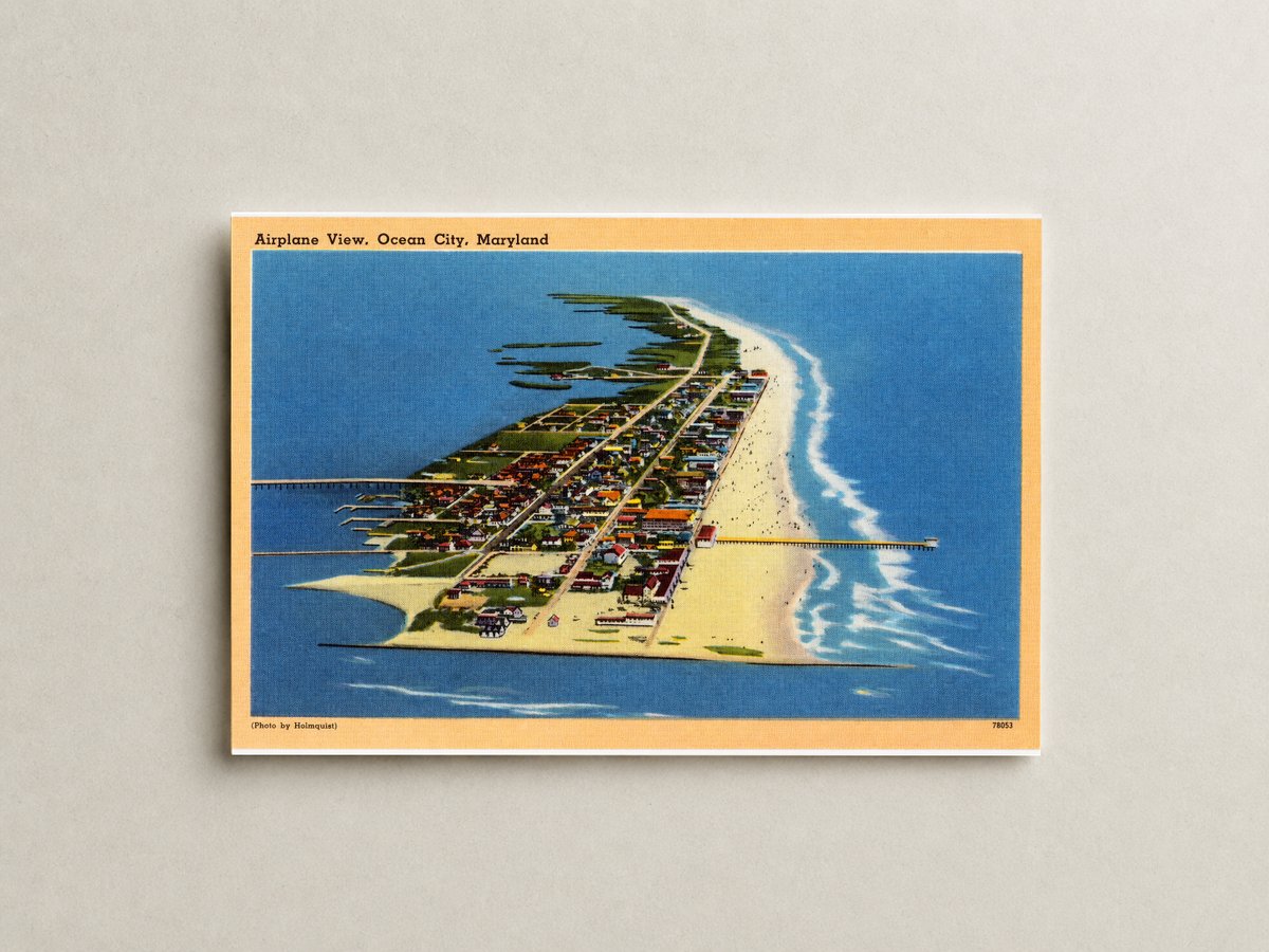 Airplane view, Ocean City, Maryland — Vintage Maryland Postcard