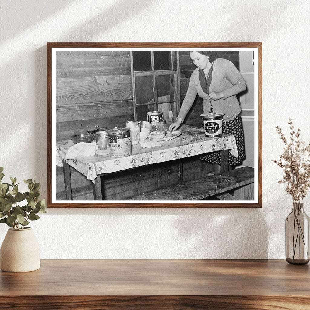 Wife of Tenant Farmer Cleaning Kitchen in 1939 Mississippi