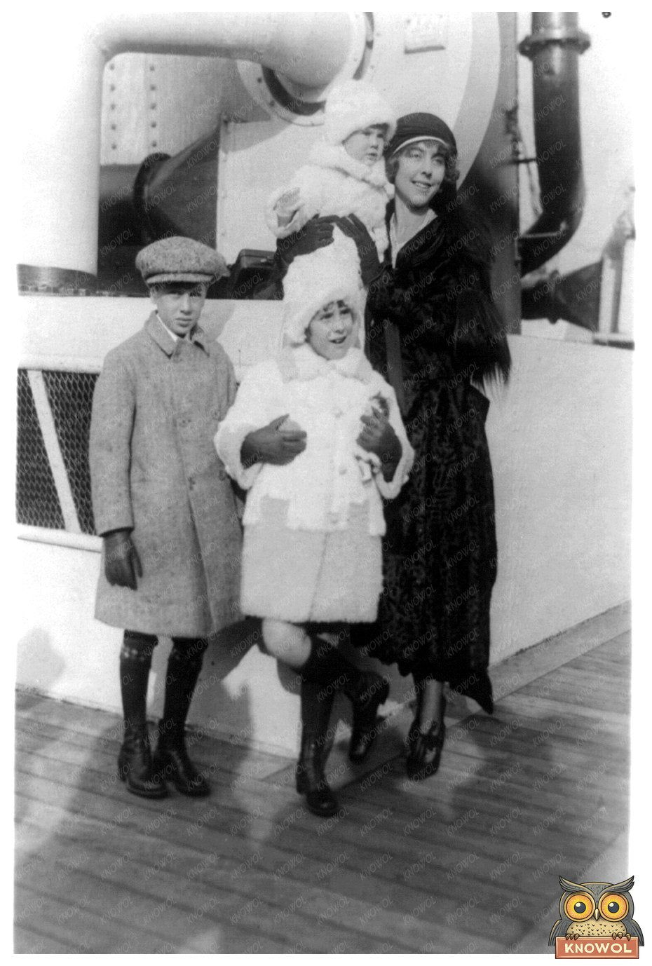 1923 Portrait of Guenevere Gould Aboard Ship with Children