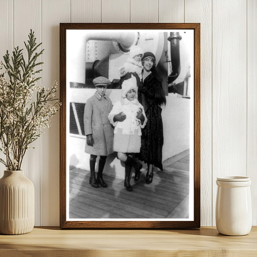 1923 Portrait of Guenevere Gould Aboard Ship with Children