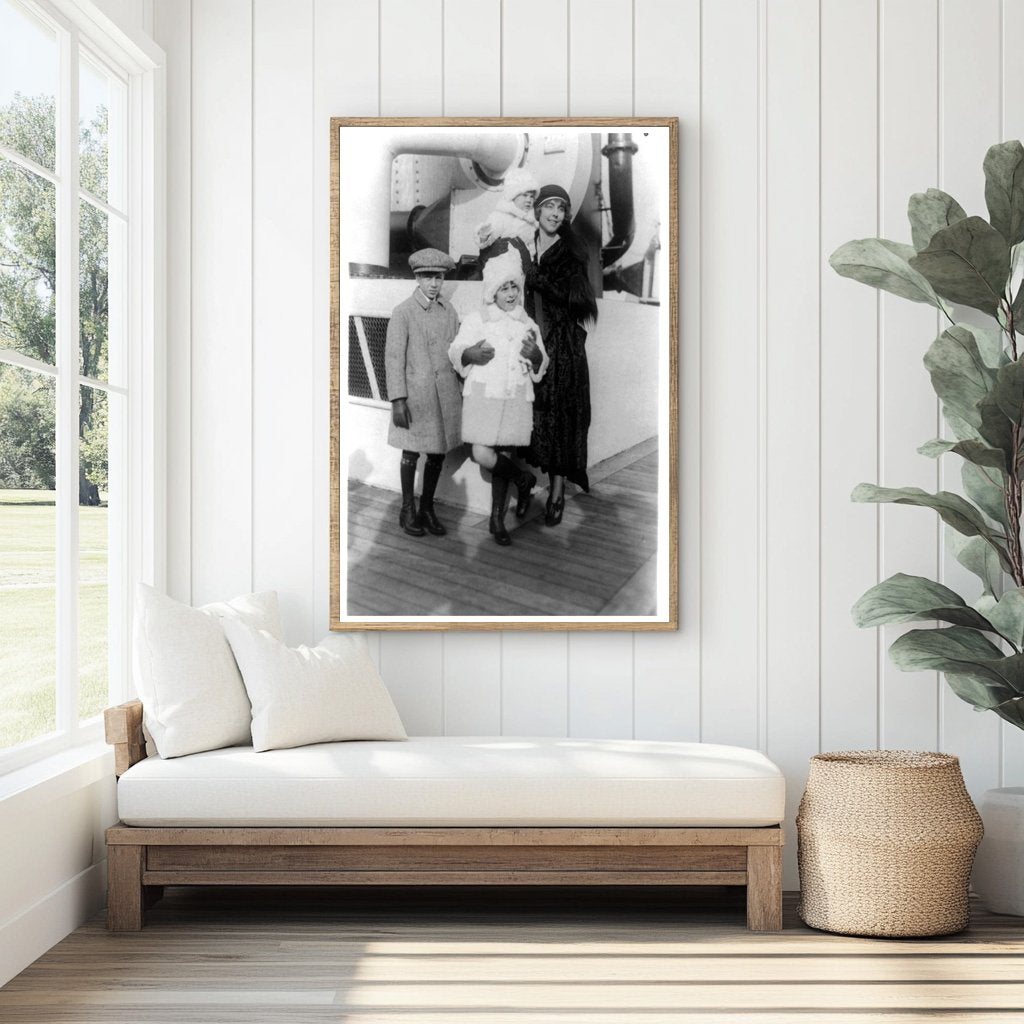 1923 Portrait of Guenevere Gould Aboard Ship with Children