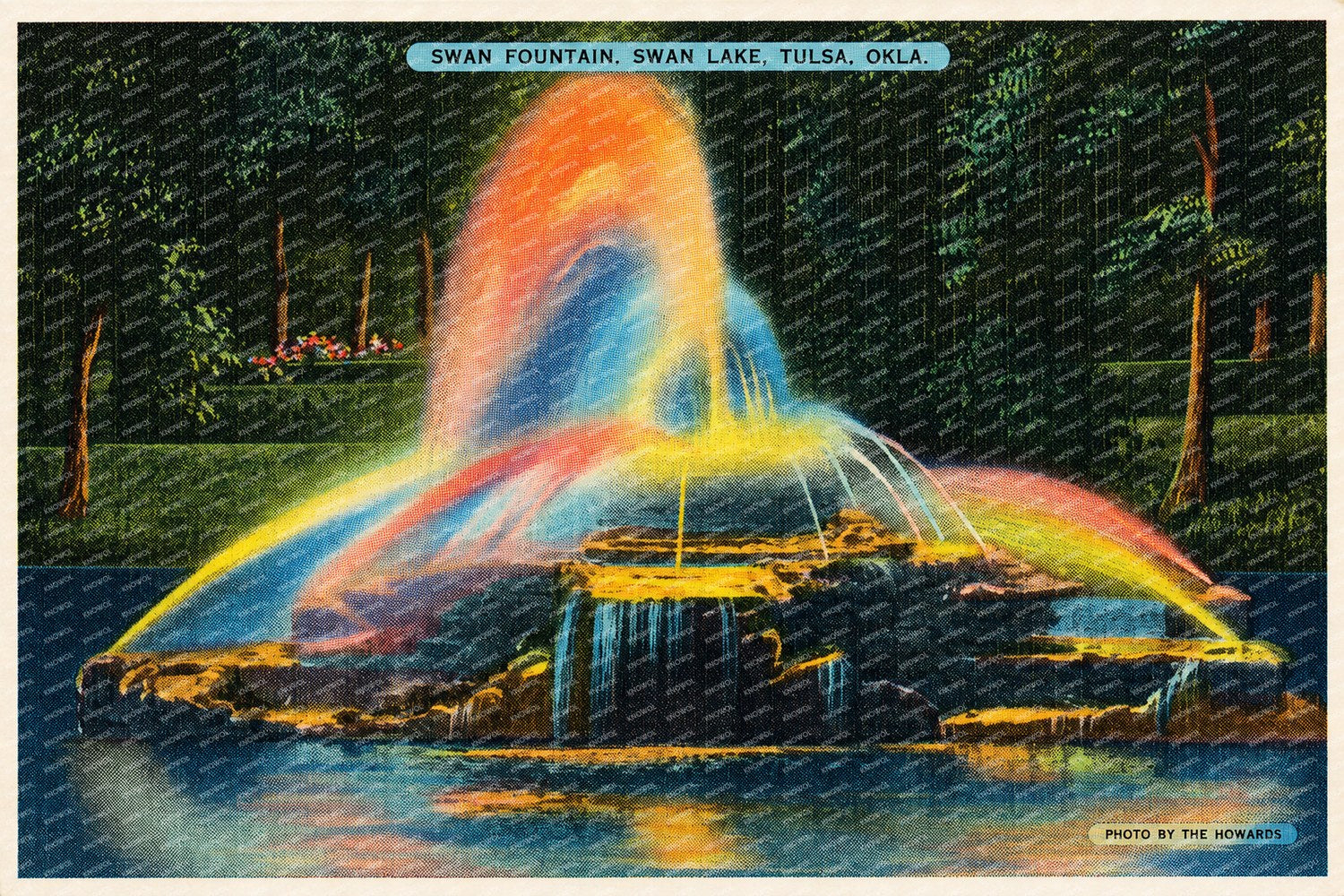 Swan Lake, OK: Swan fountain, Swan Lake, Tulsa