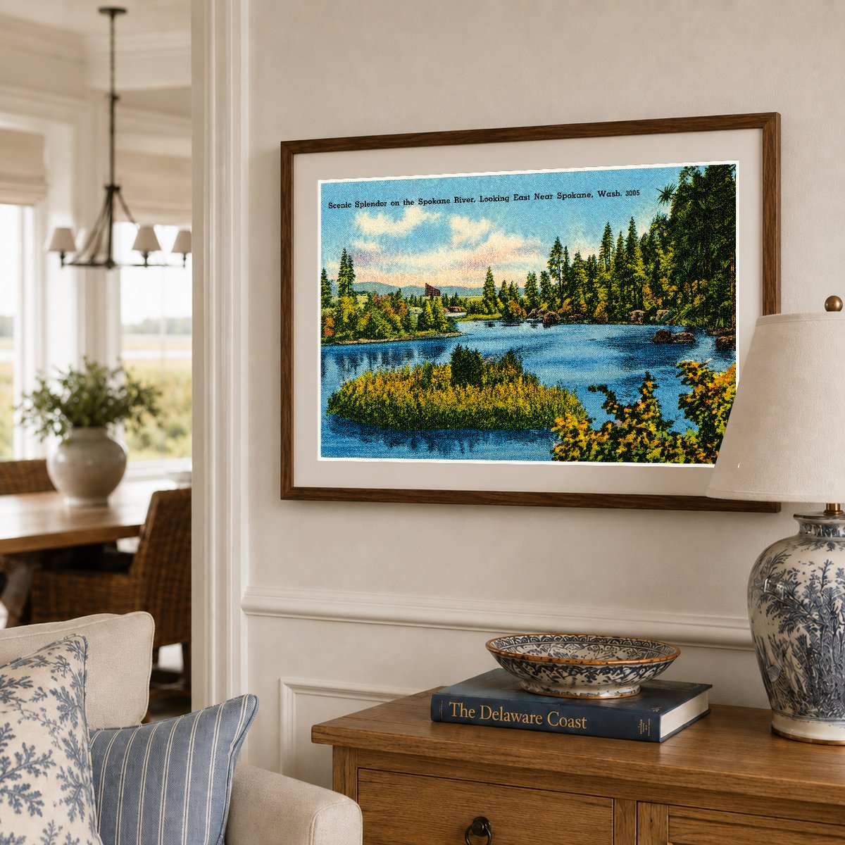 Spokane, WA: Scenic splendor on the Spokane River, looking east near Spokane