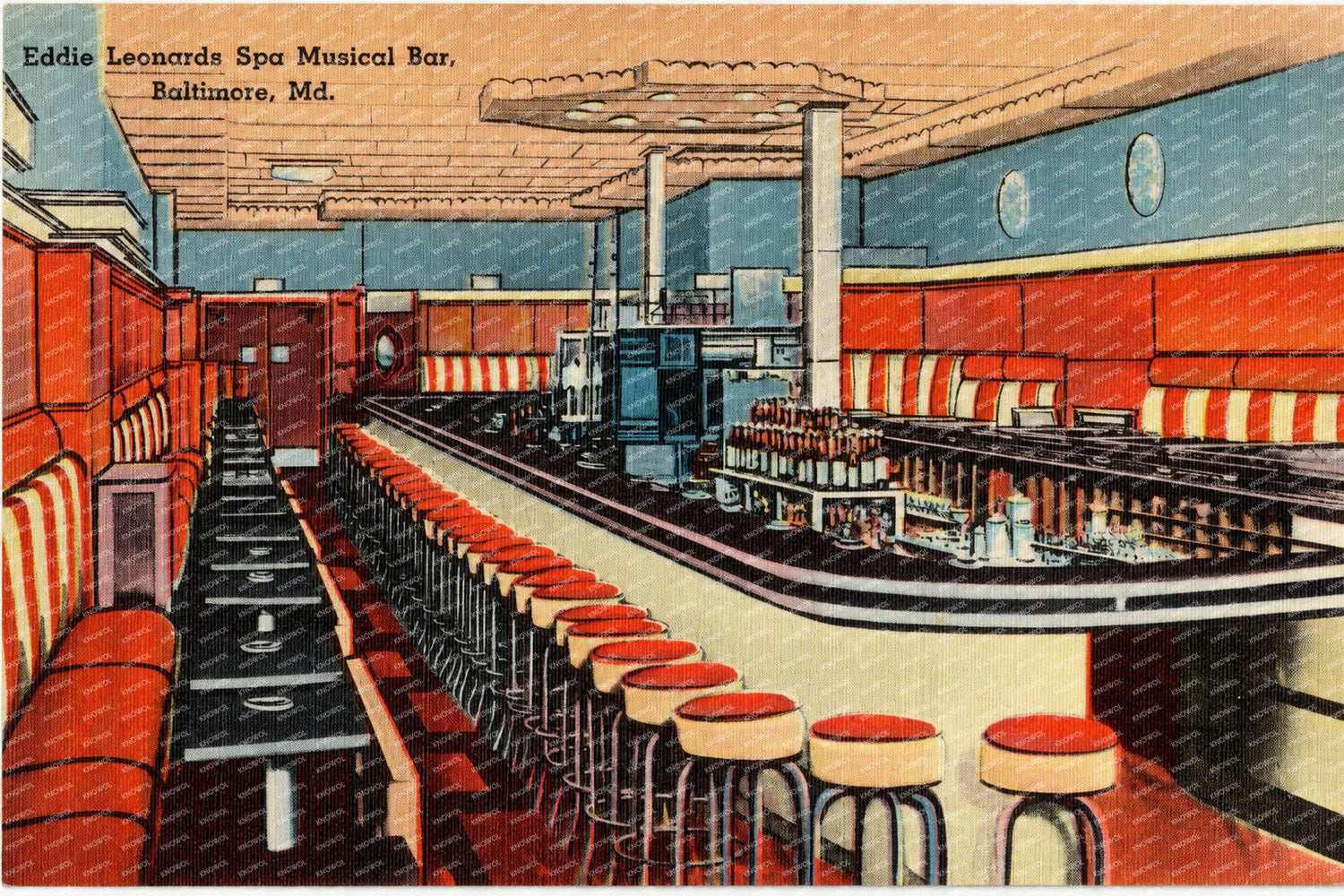 Eddie Leonards Spa Musical Bar, Baltimore, MD — Vintage Maryland Postcard