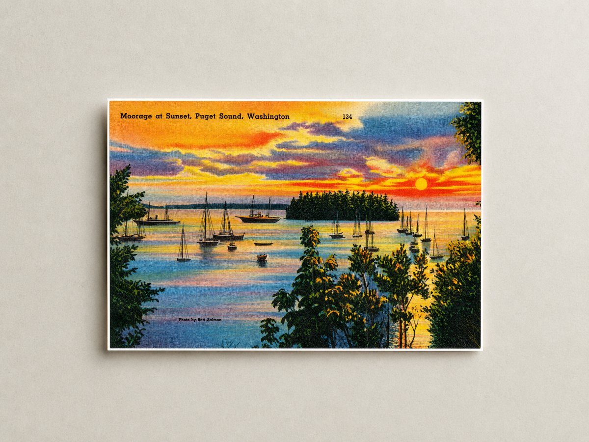 Puget Sound, WA: Moorage at sunset