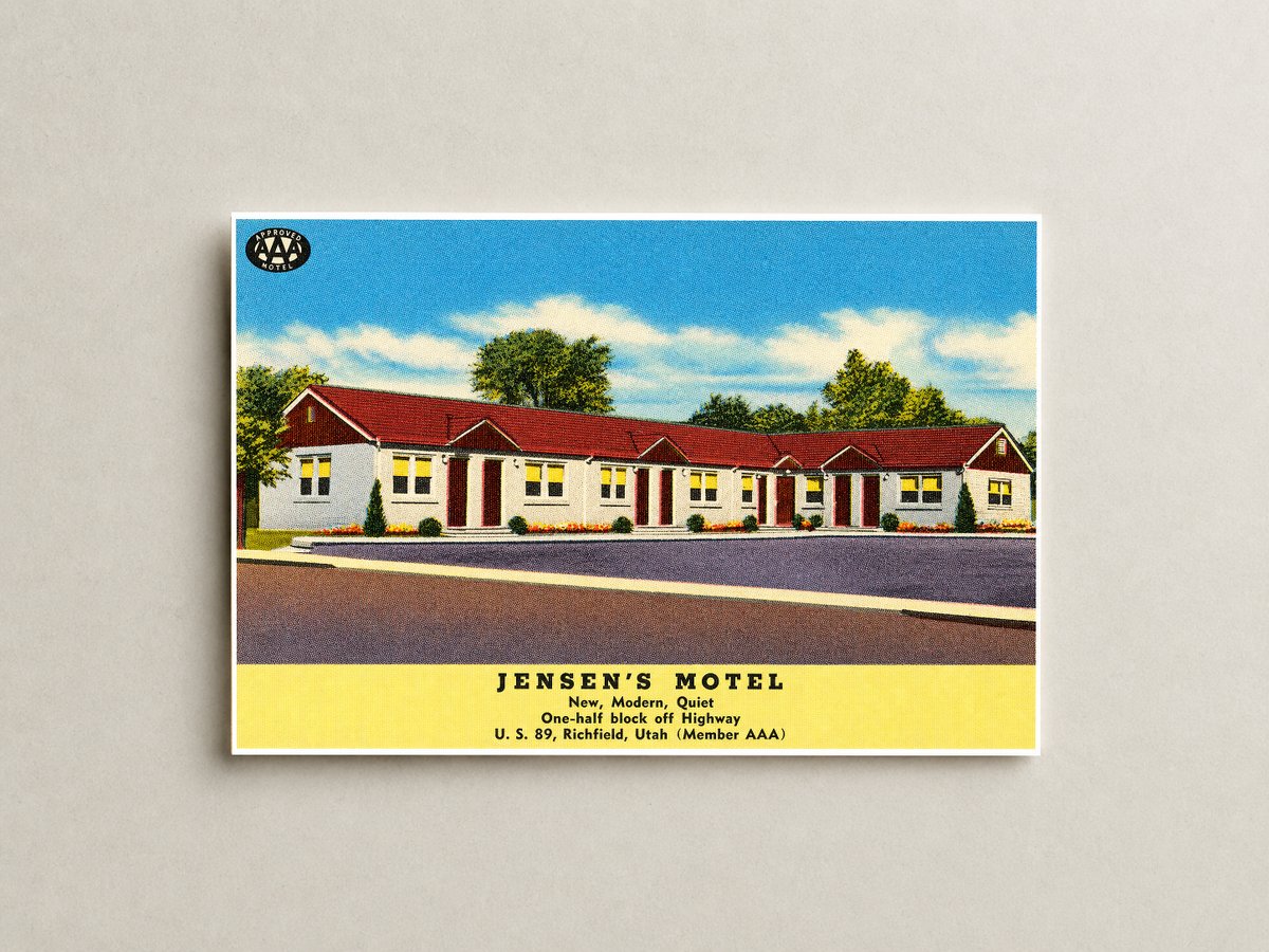 Richfield, UT: Jensen's Motel, new, modern, quiet, one-half block off highway, U.S. 89