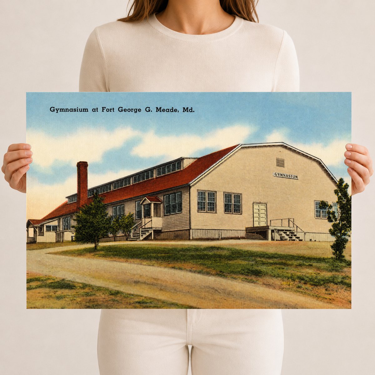 Gymnasium at Fort George G. Meade, MD — Vintage Maryland Postcard