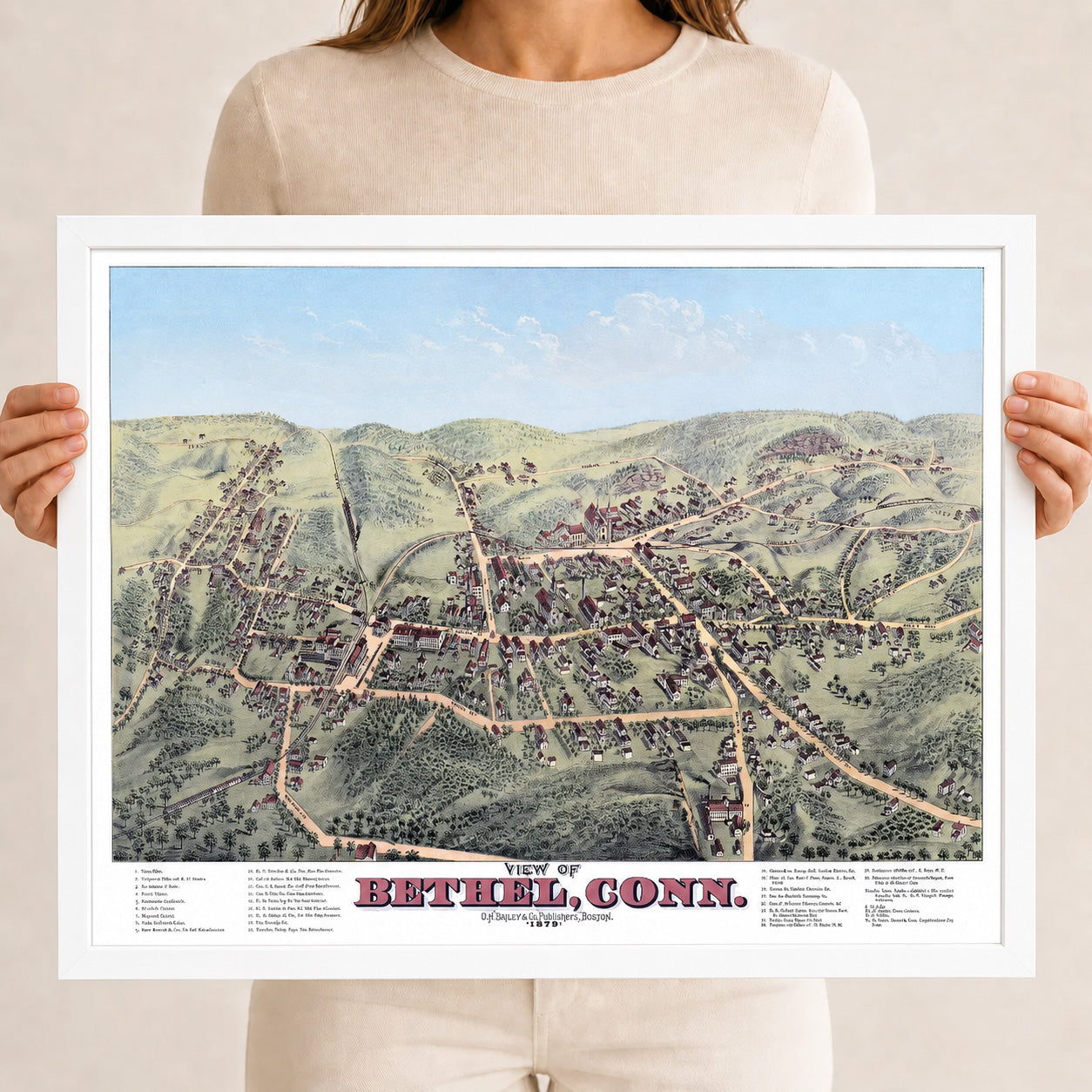 1879 Bethel Connecticut Map | Historic Bird’s-Eye View