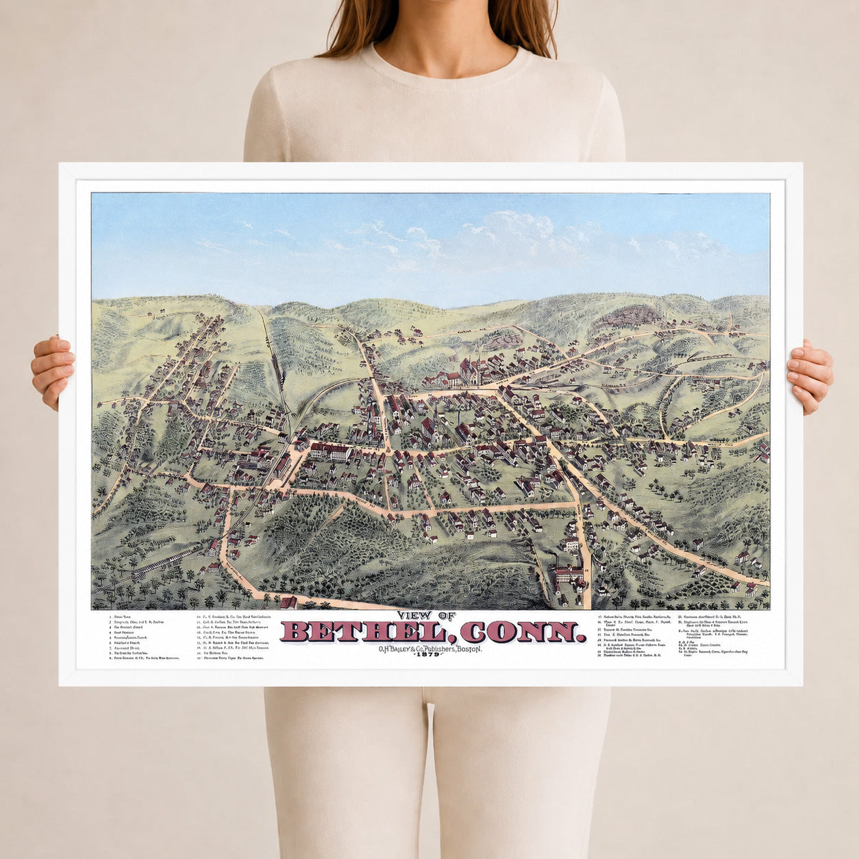 1879 Bethel Connecticut Map | Historic Bird’s-Eye View