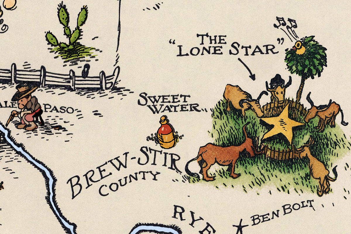 Bootlegger's Map of the United States | Vintage 1920s Prohibition Print