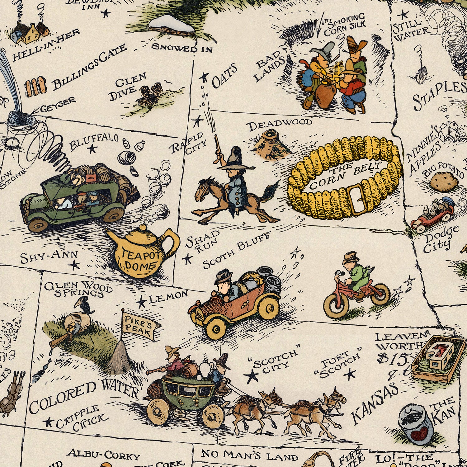 Bootlegger's Map of the United States | Vintage 1920s Prohibition Print