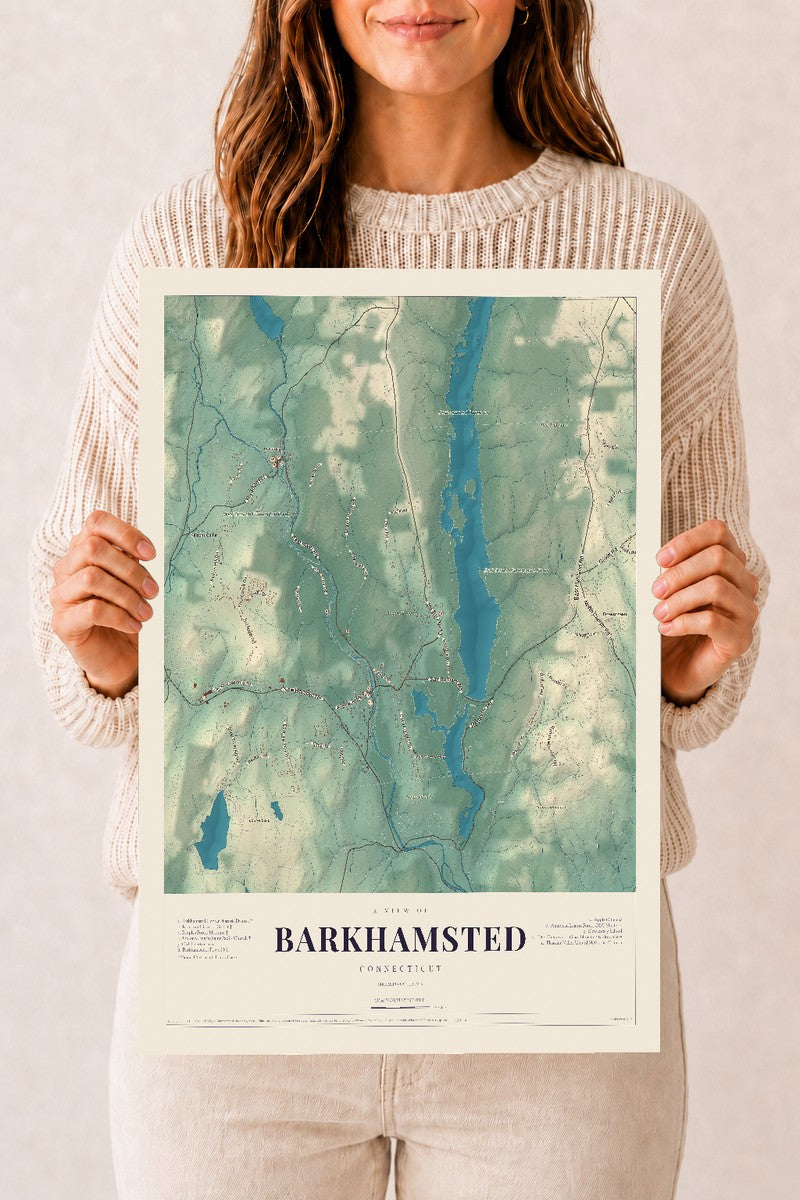 Barkhamsted, Connecticut map print, 12" x 18", Archival Matte Print