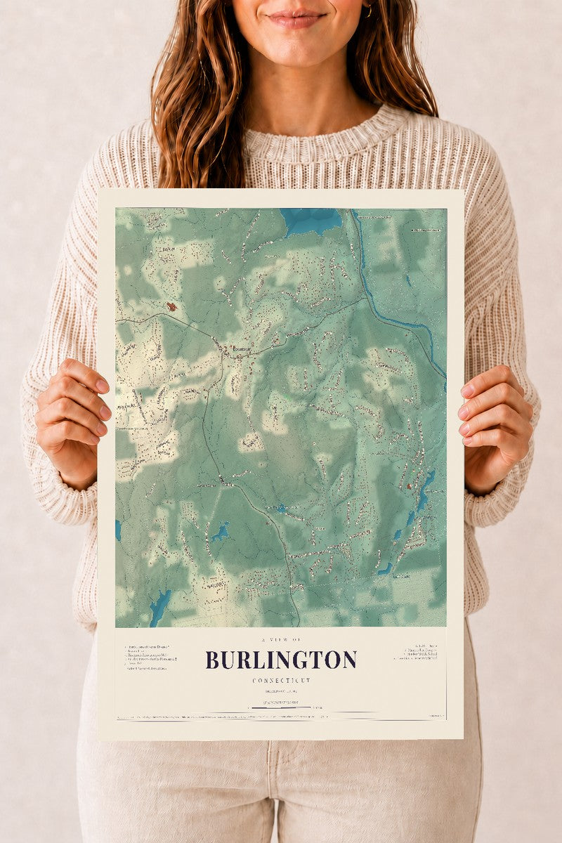 Burlington, Connecticut map print, 12" x 18", Archival Matte Print