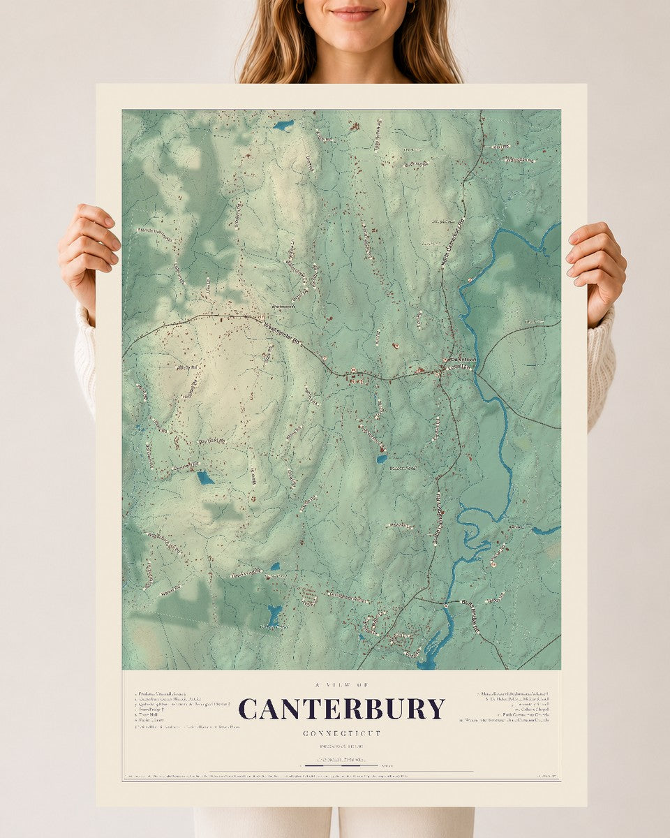 Canterbury, Connecticut map print, 24" x 36", Archival Matte Print
