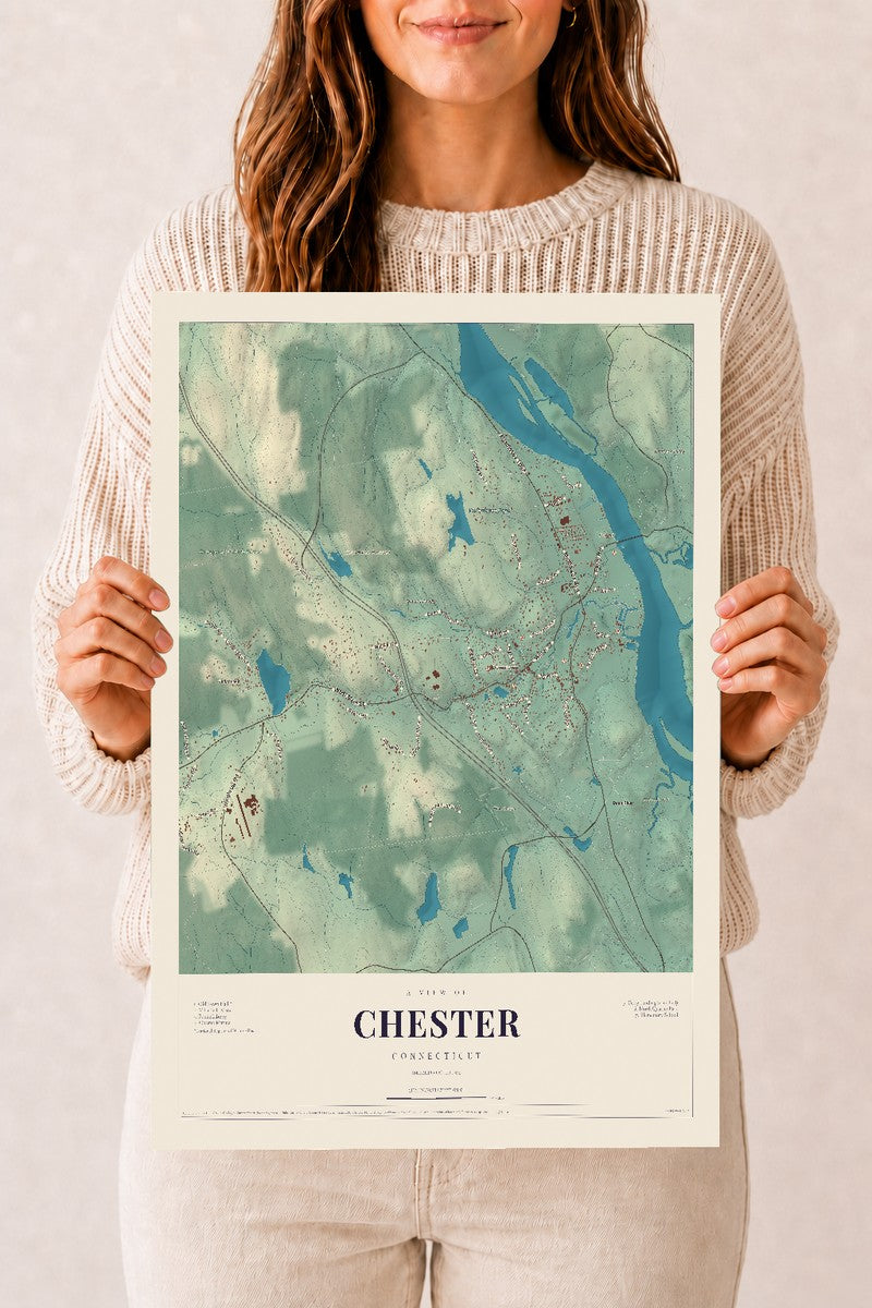 Chester, Connecticut map print, 12" x 18", Archival Matte Print