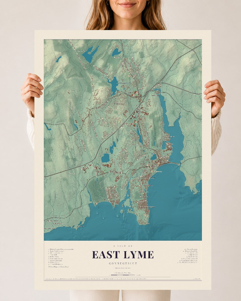 East Lyme, Connecticut map print, 24" x 36", Archival Matte Print