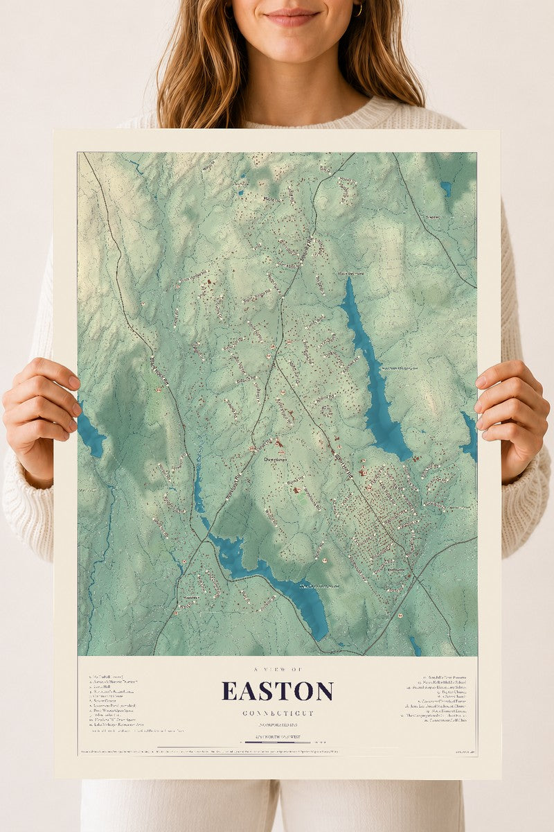 Easton, Connecticut map print, 18" x 24", Archival Matte Print