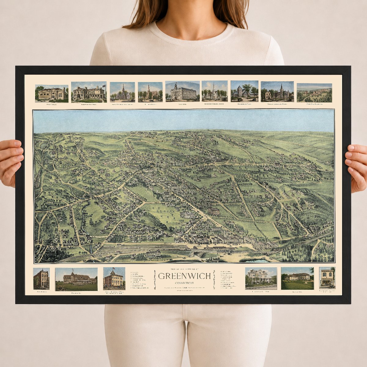Vintage Map of Greenwich, Connecticut 1904