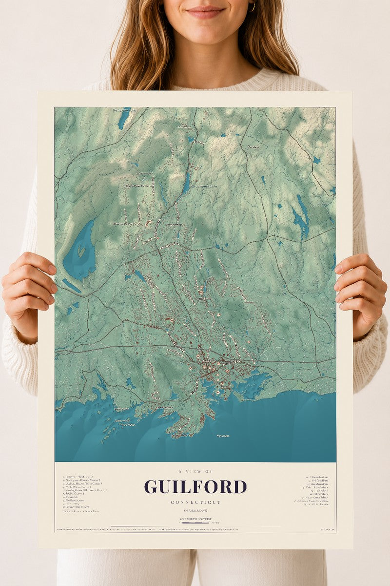 Guilford, Connecticut map print, 18" x 24", Archival Matte Print