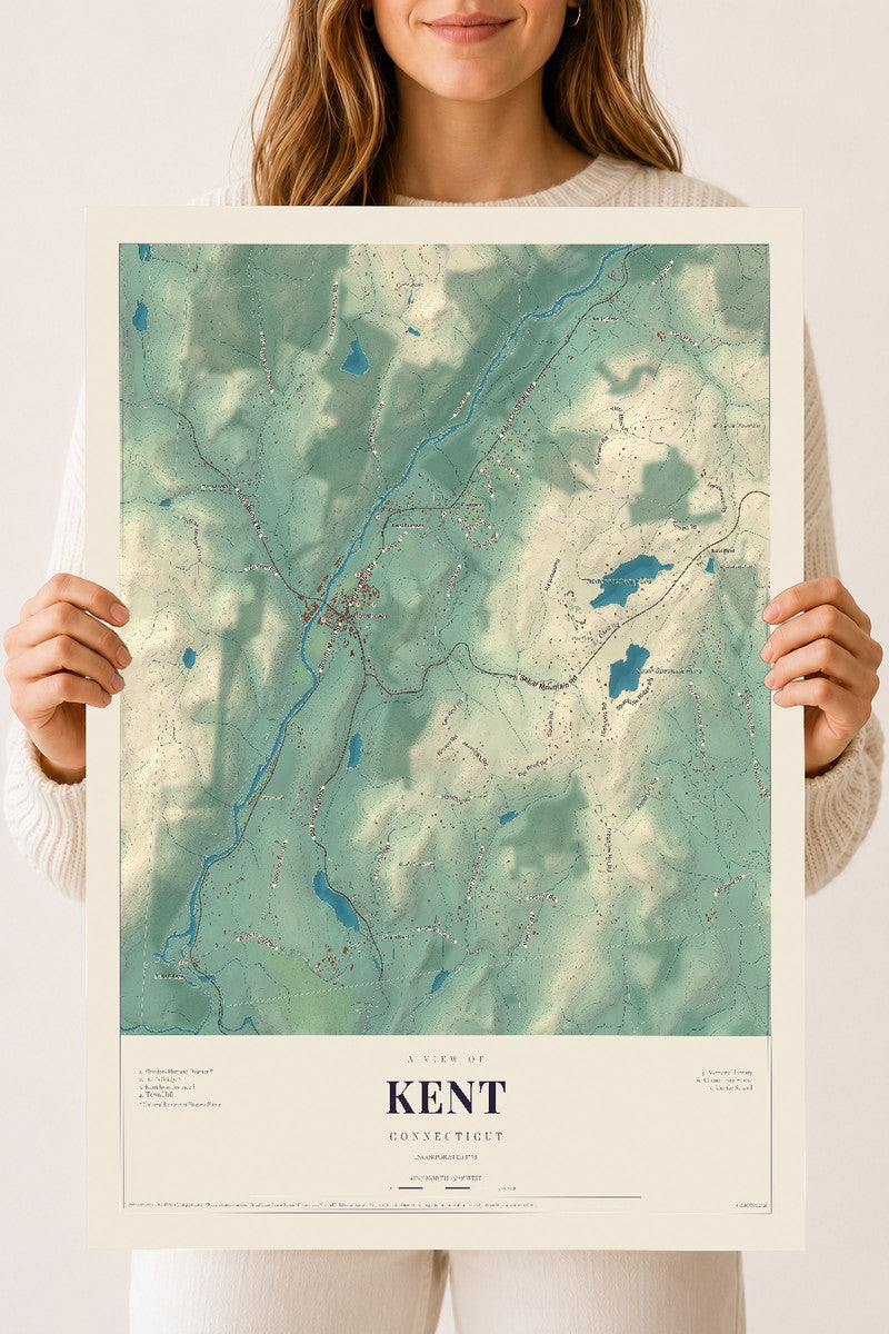 Kent, Connecticut map print, 18" x 24", Archival Matte Print
