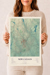 Map of New Canaan, Connecticut, 12 x 18 inch unframed archival matte print