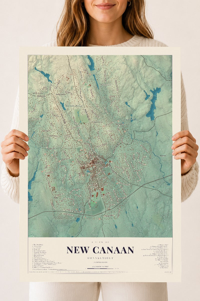 New Canaan, Connecticut map print, 18" x 24", Archival Matte Print