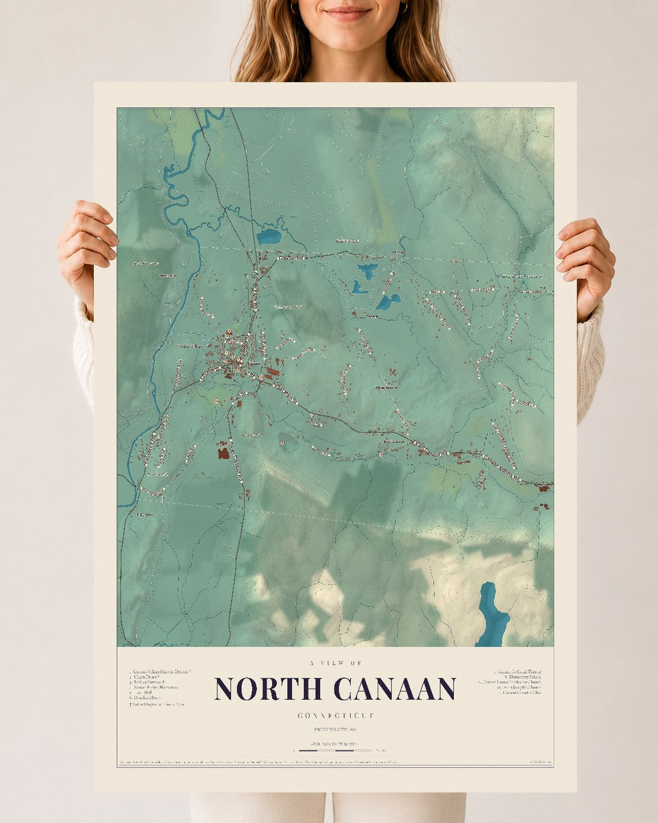 North Canaan, Connecticut map print, 24" x 36", Archival Matte Print