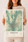 Map of Torrington, Connecticut, 12 x 18 inch unframed archival matte print