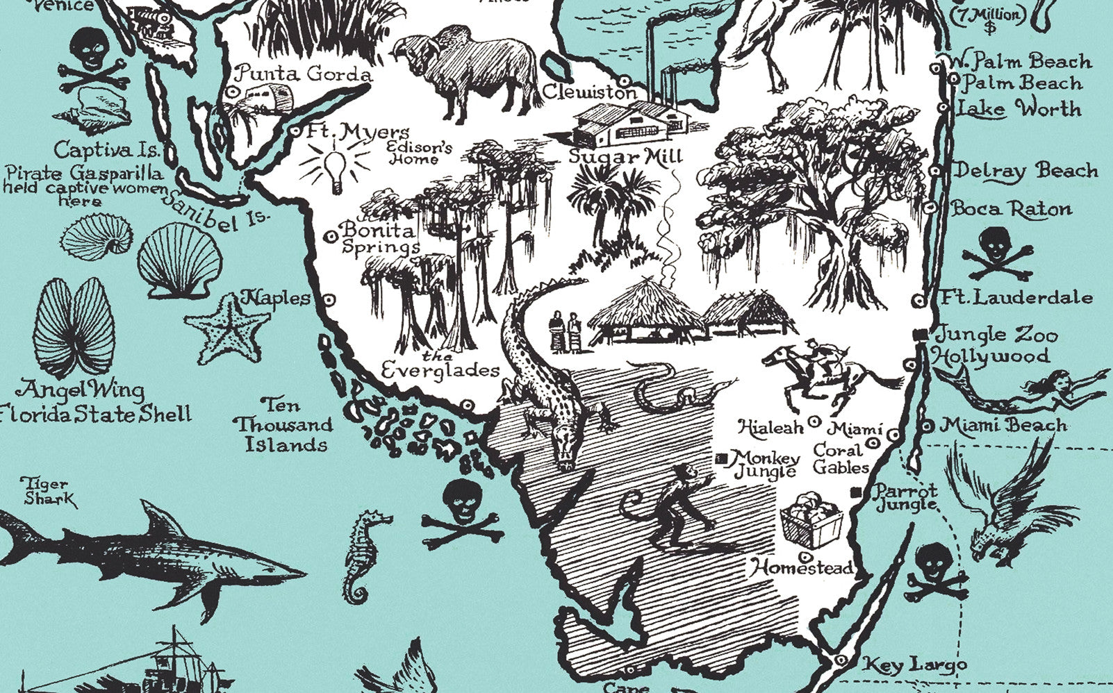Map of the History and Romance of Florida, 1951