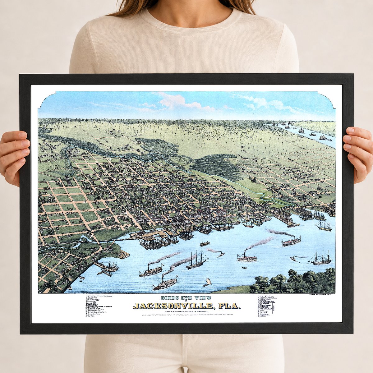 1876 Jacksonville, Florida | Historic Bird’s-Eye View