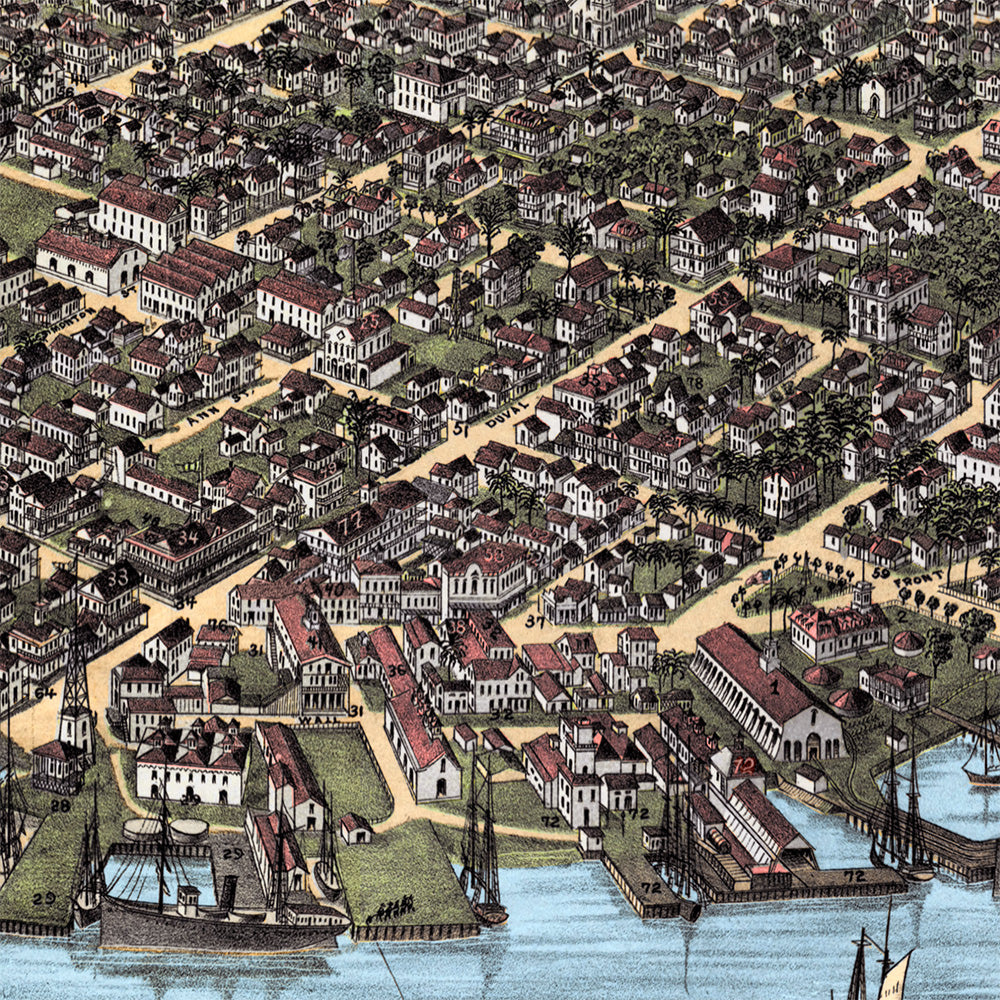 1885 Key West Florida Map | Historic Bird’s-Eye View