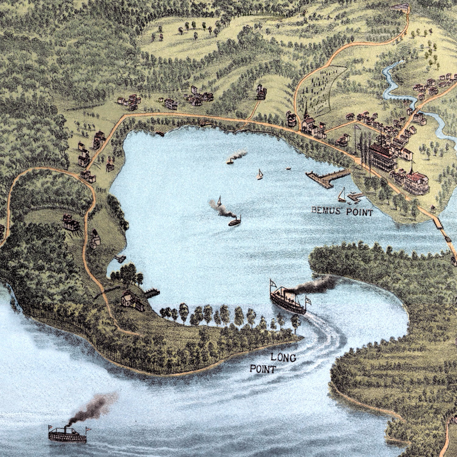 1885 Lake Chautauqua Map | Historic Bird’s-Eye View